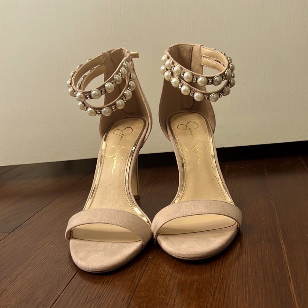 Jessica Simpson light pink pearl heels - Picture 3 of 4